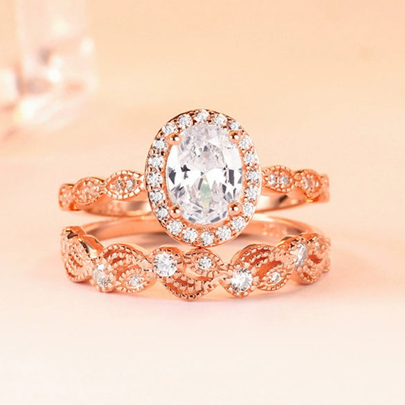 Retro Geometric Pattern Plated 925 Silver And Copper Ring Set For Women With Electroplating Treatment