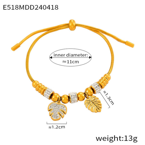 Retro Geometric Pattern Women's Titanium Steel Gold Plated Electroplated Bracelet Set