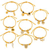 Retro Geometric Pattern Women's Titanium Steel Gold Plated Electroplated Bracelet Set