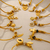 Retro Geometric Pattern Women's Titanium Steel Gold Plated Electroplated Bracelet Set