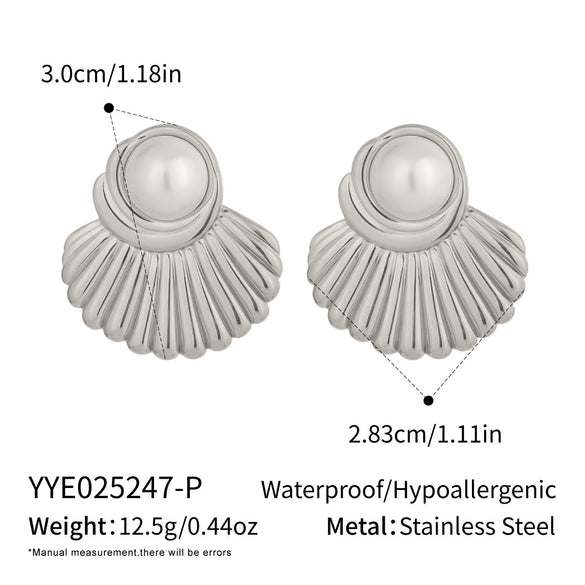 Retro Geometric Pearl Earrings Stainless Steel Electroplated Women's Accessories