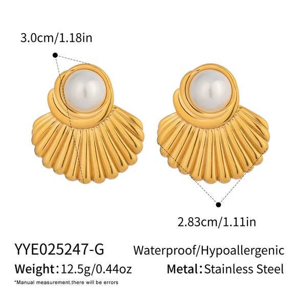 Retro Geometric Pearl Earrings Stainless Steel Electroplated Women's Accessories