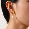 Retro Geometric Pearl Encrusted Stainless Steel Earrings For Women With In Furnace Vacuum Plated 18K Gold Finish Simple Fashion Jewelry