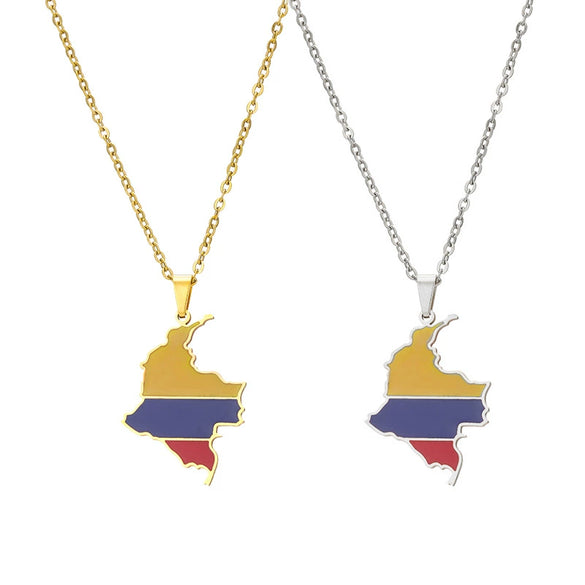Retro Geometric Pendant Stainless Steel Necklace With O Chain Electroplated Unisex Ethnic Style Jewelry Accessory