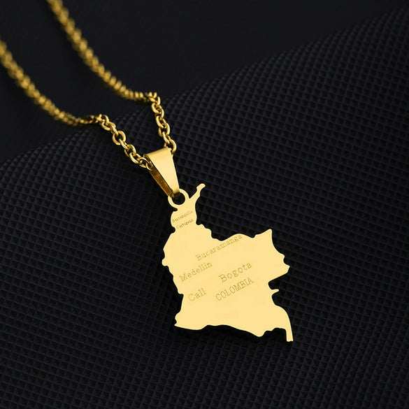 Retro Geometric Pendant Stainless Steel Necklace With O Chain Electroplated Unisex Ethnic Style Jewelry Accessory