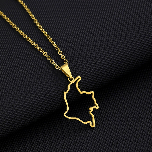 Retro Geometric Pendant Stainless Steel Necklace With O Chain Electroplated Unisex Ethnic Style Jewelry Accessory