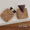 Retro Geometric Rattan Woven Drop Earrings Hand Knitted Chic Elegant Simple Earrings