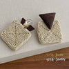 Retro Geometric Rattan Woven Drop Earrings Hand Knitted Chic Elegant Simple Earrings