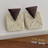 Retro Geometric Rattan Woven Drop Earrings Hand Knitted Chic Elegant Simple Earrings