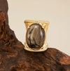 Retro Geometric Resin Gemstone Statement Ring For Women Polished Zinc Alloy Star Pattern Index Finger Jewelry