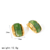 Retro Geometric Resin Stud Earrings For Women With Stainless Steel Posts And Real Gold Plated Finish Fashion Elegant Non Fading Jewelry