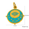 Retro Geometric Round Stainless Steel Pendant With Eyes Stars Sun And Dripping Oil Design