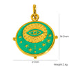 Retro Geometric Round Stainless Steel Pendant With Eyes Stars Sun And Dripping Oil Design