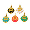 Retro Geometric Round Stainless Steel Pendant With Eyes Stars Sun And Dripping Oil Design