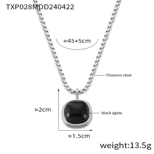 Retro Geometric Round Tiger's Eye Titanium Steel Earrings With Electroplating Treatment For Women