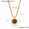 Retro Geometric Round Tiger's Eye Titanium Steel Earrings With Electroplating Treatment For Women