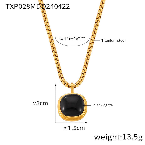 Retro Geometric Round Titanium Steel And Tiger's Eye Earrings With Electroplating For Women