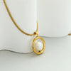 Retro Geometric Shell Pearl Necklace With Ring Pendant Titanium Steel Chain And 18K Gold Plated Finish