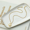 Retro Geometric Shell Pearl Necklace With Ring Pendant Titanium Steel Chain And 18K Gold Plated Finish
