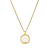 Retro Geometric Shell Pearl Necklace With Ring Pendant Titanium Steel Chain And 18K Gold Plated Finish