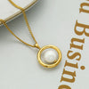 Retro Geometric Shell Pearl Necklace With Ring Pendant Titanium Steel Chain And 18K Gold Plated Finish