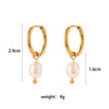 Retro Geometric Inlay 304 Stainless Steel Artificial Pearls 18K Gold Plated Earrings