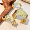 Retro Geometric Stainless Steel Open Bracelet Electroplated With Gold