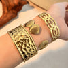 Retro Geometric Stainless Steel Open Bracelet Electroplated With Gold