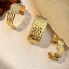 Retro Geometric Stainless Steel Open Bracelet Electroplated With Gold