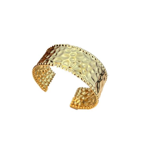 Retro Geometric Stainless Steel Open Bracelet Electroplated With Gold
