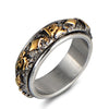Retro Geometric Stainless Steel Rotating Mantra Ring For Men And Women With Oiled Finish Jewelry