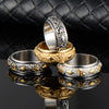 Retro Geometric Stainless Steel Rotating Mantra Ring For Men And Women With Oiled Finish Jewelry