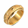 Retro Geometric Stainless Steel Rotating Mantra Ring For Men And Women With Oiled Finish Jewelry