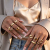Retro Geometric Sunburst Alloy Ring Set With Open Adjustable Stackable Design Polished Electroplated Fashion Jewelry For Women