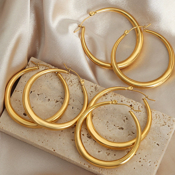 Retro Geometric Titanium Steel Electroplated Earrings For Women