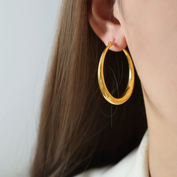 Retro Geometric Titanium Steel Electroplated Earrings For Women