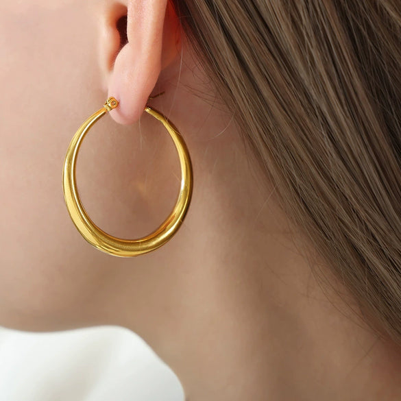 Retro Geometric Titanium Steel Electroplated Earrings For Women
