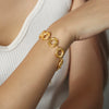 Retro Geometric Titanium Steel Jewelry Suit For Women With Electroplating Ring Earrings And Bracelet