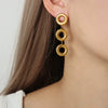 Retro Geometric Titanium Steel Jewelry Suit For Women With Electroplating Ring Earrings And Bracelet