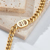 Retro Geometric Titanium Steel Inlaid Gold Necklace
