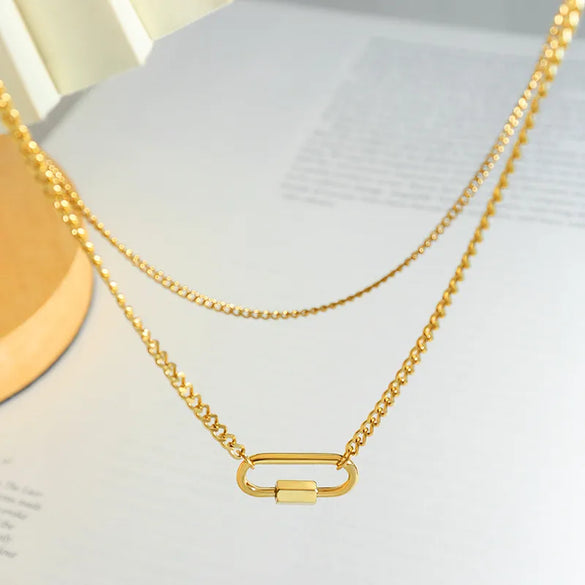 Retro Geometric Titanium Steel Plating Necklace