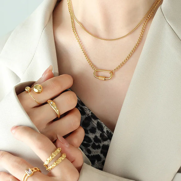 Retro Geometric Titanium Steel Plating Necklace