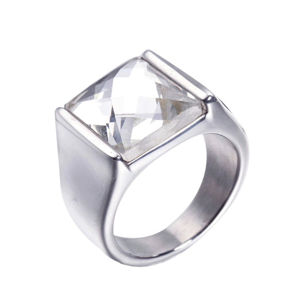 Retro Geometric Stainless Steel Ring With Pomegranate Red Accent Electroplated Unisex Statement Jewelry