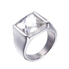 Retro Geometric Stainless Steel Ring With Pomegranate Red Accent Electroplated Unisex Statement Jewelry