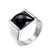 Retro Geometric Stainless Steel Ring With Pomegranate Red Accent Electroplated Unisex Statement Jewelry