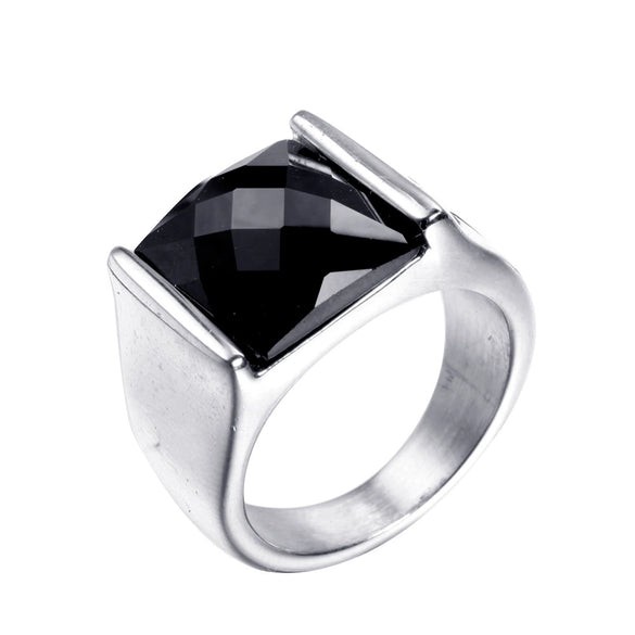 Retro Geometric Stainless Steel Ring With Pomegranate Red Accent Electroplated Unisex Statement Jewelry