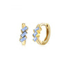 Retro Geometric U Shaped Rectangular Zircon Earrings For Women Silver Needle And Copper Electroplated Multicolor Ear Buckle Earrings