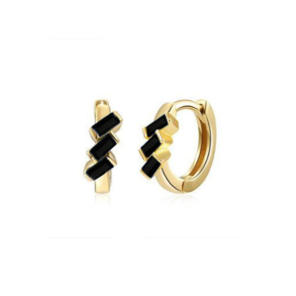 Retro Geometric U Shaped Rectangular Zircon Earrings For Women Silver Needle And Copper Electroplated Multicolor Ear Buckle Earrings