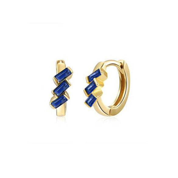 Retro Geometric U Shaped Rectangular Zircon Earrings For Women Silver Needle And Copper Electroplated Multicolor Ear Buckle Earrings