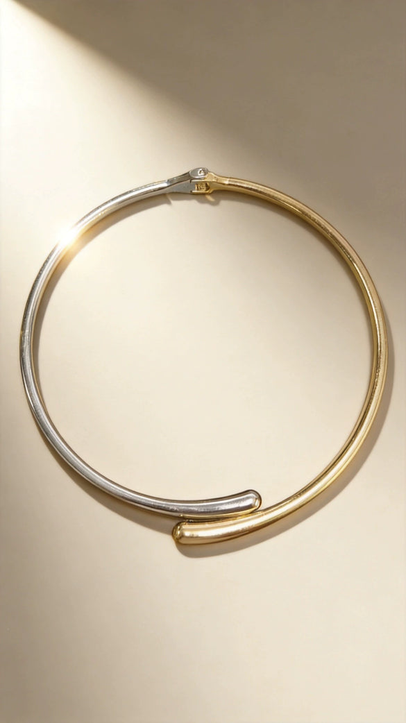 Retro Geometric Zinc Alloy Choker Necklace With Side Chain Metal Buckle And Water Drop Pendant Unisex Punk Jewelry